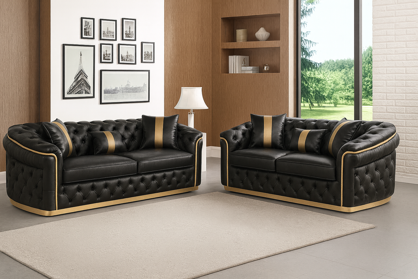 CHIARA Black Leather Sofa