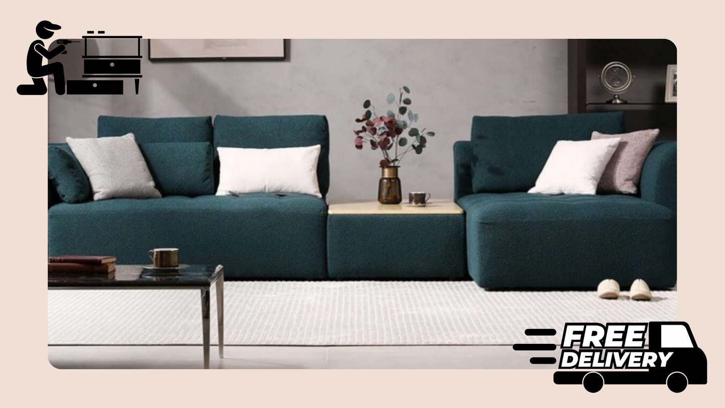 VIRENO Sofa with Chaise and Table