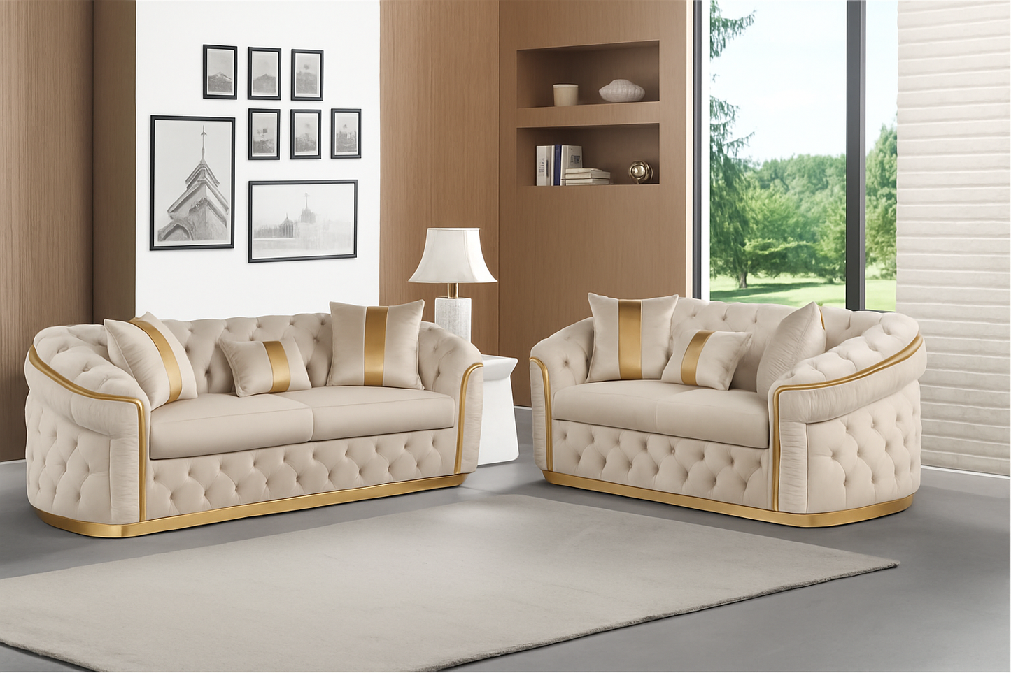 CHIARA Light Mushroom Velvet Sofa