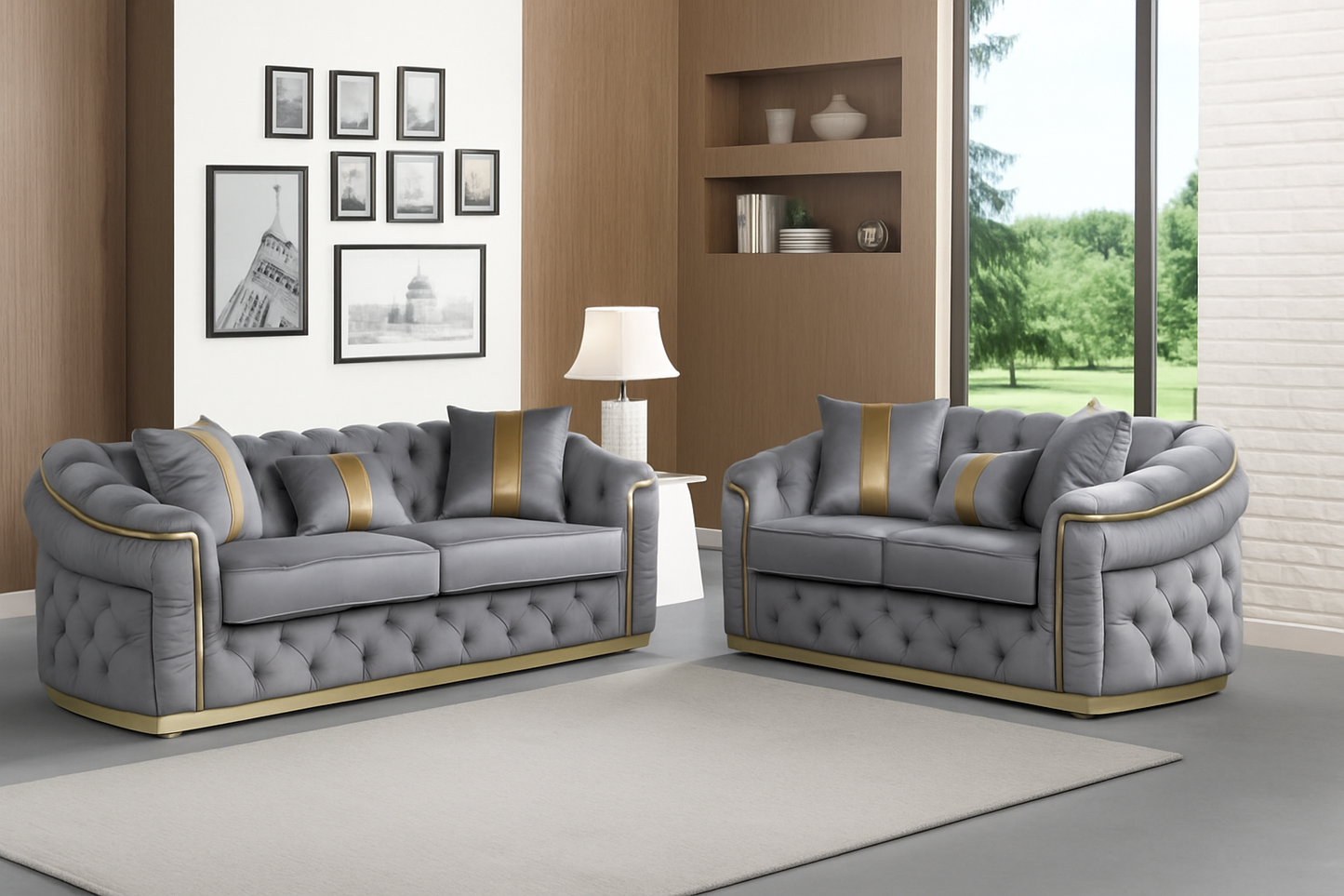 CHIARA Grey Velvet Sofa