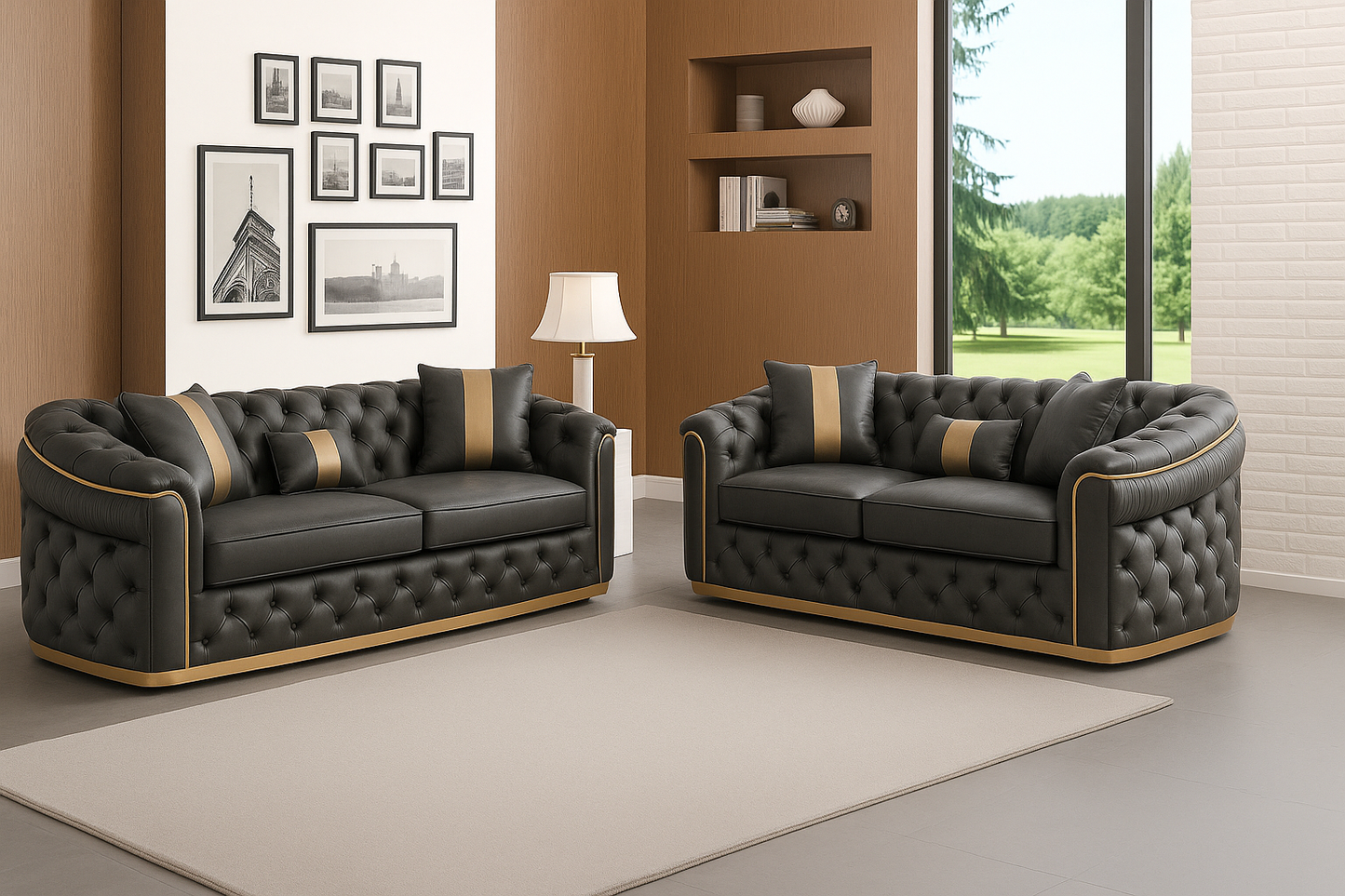CHIARA Dark Grey Leather Sofa