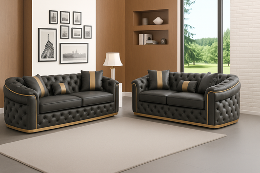 CHIARA Dark Grey Leather Sofa